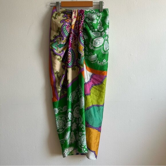 Zara Nod Paisley Colorful Satin Midi Skirt - Picture 2 of 11